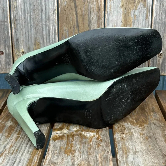Charles Jourdan Seafoam Green Chunky Block Heel Pumps Shoes High Heels Sz 9 Rare - Picture 8 of 9
